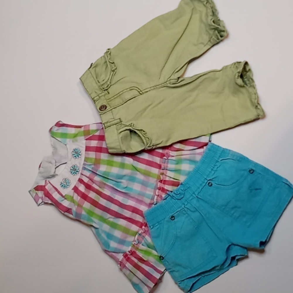 3 PC Ensemble Size 24 Mos/2 Toddler Summer Shirt Shorts Capri Pant